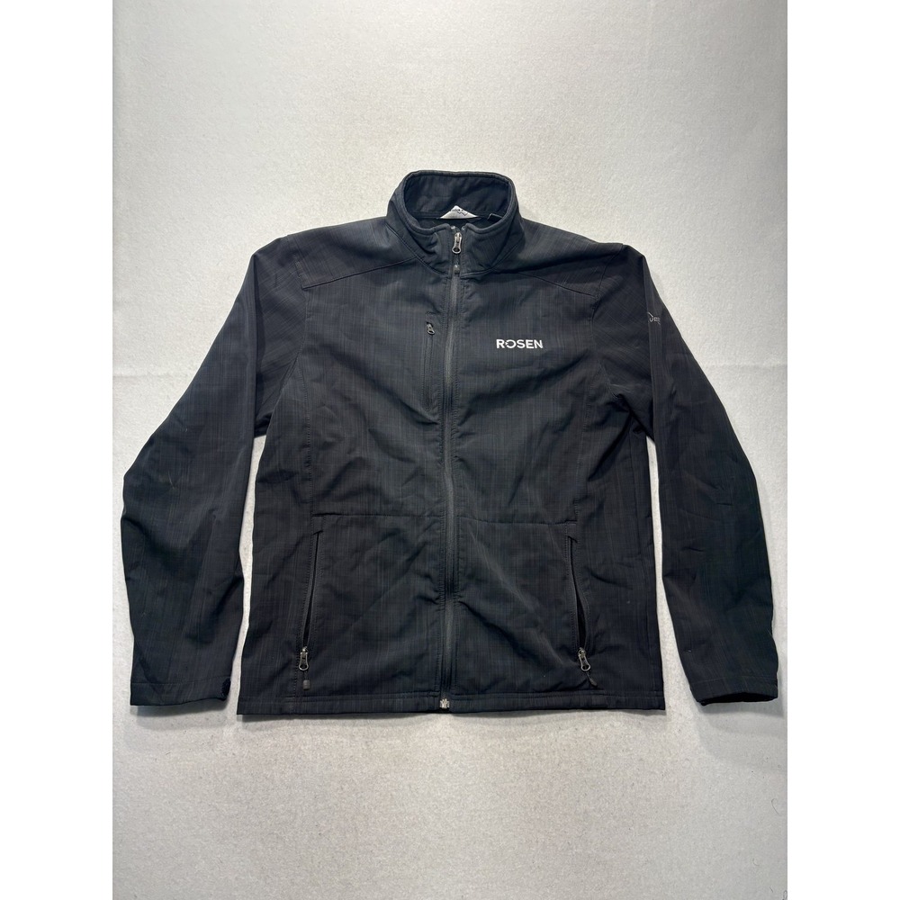 Eddie Bauer Jacket Mens Large Black Softshell ROSEN Logo Fleece Lined EB532
